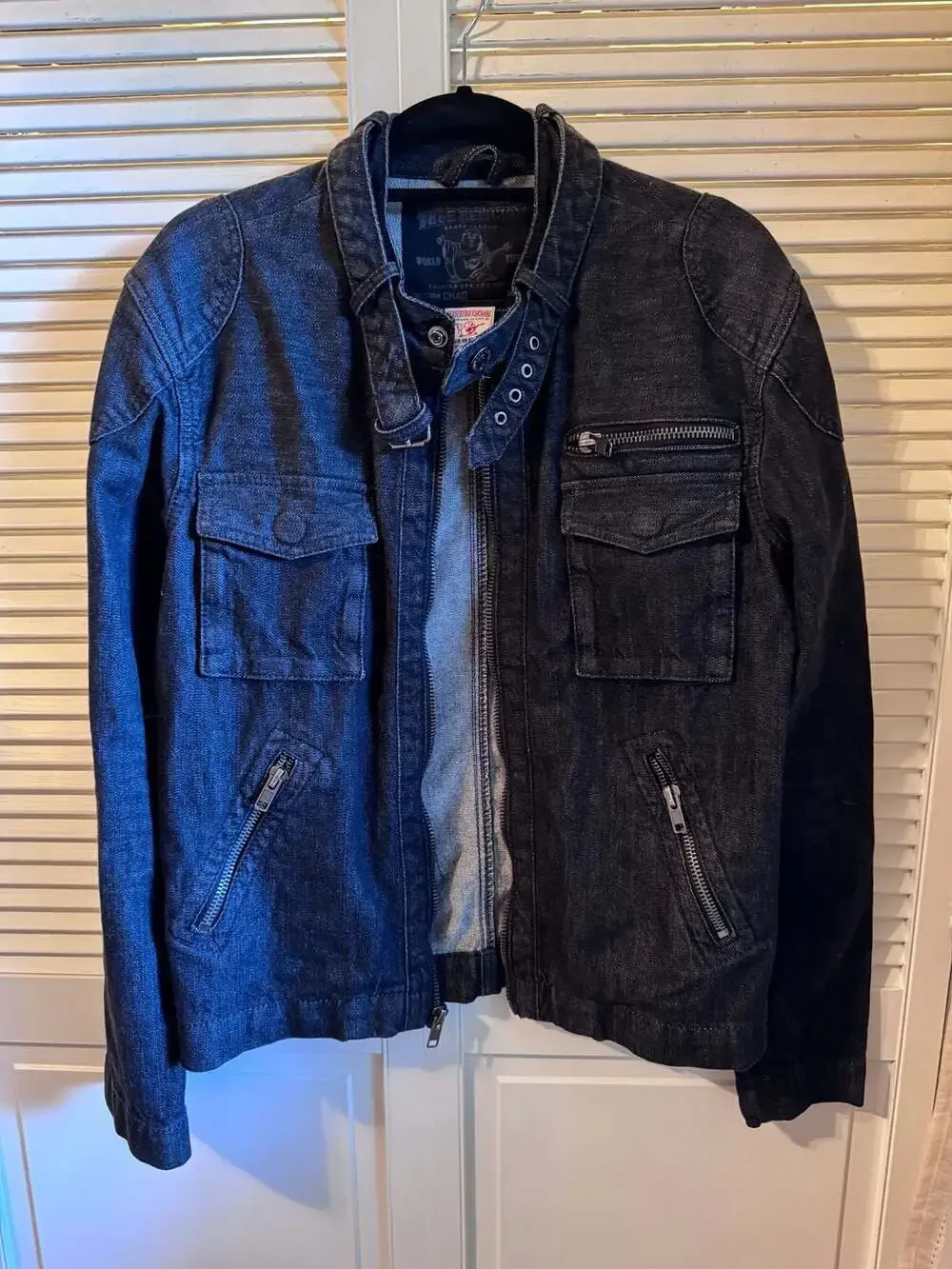 True Religion Moto Style Charcoal Denim Jacket